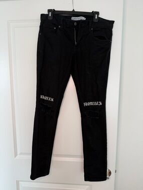 Men’s Black Broken Promises Ripped Skinny Jeans